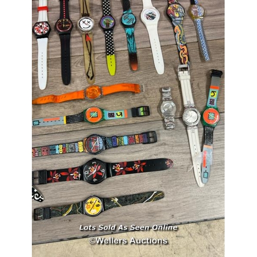 8053 - JOBLOT OF 29 SWATCH WATCHES WITH SOME RARE EXAMPLES NEARLY ALL WORKING