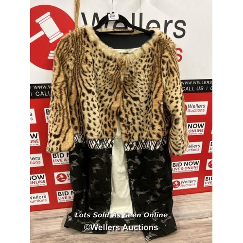 8084 - GIAMBATTISTA VALLI RABBIT FUR & SUEDE LEOPARD PRINT COAT SIZE IT42 UK10