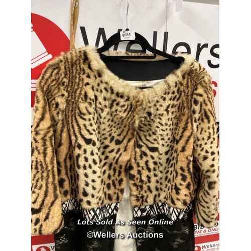 8084 - GIAMBATTISTA VALLI RABBIT FUR & SUEDE LEOPARD PRINT COAT SIZE IT42 UK10