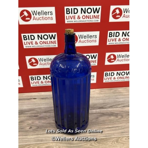 8088 - LARGE COBALT BLUE GLASS POISON BOTTLE / T20