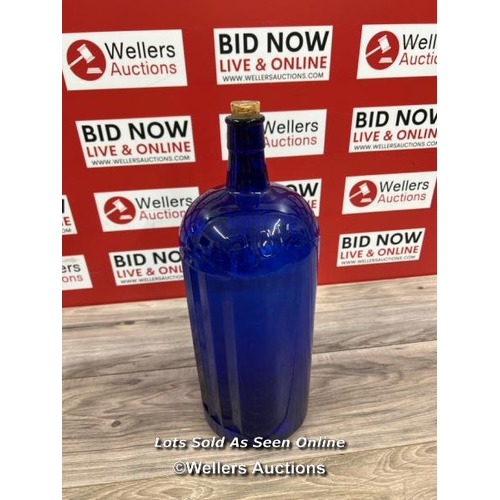 8088 - LARGE COBALT BLUE GLASS POISON BOTTLE / T20