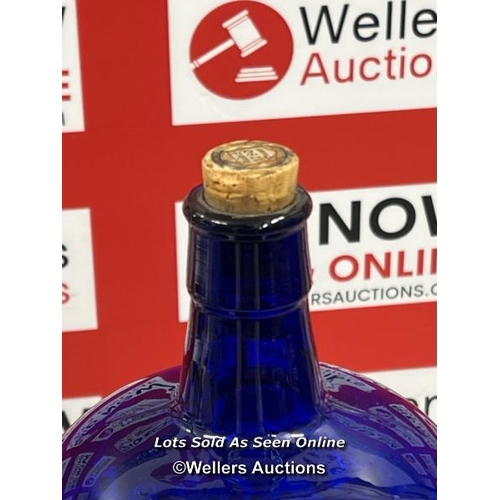 8088 - LARGE COBALT BLUE GLASS POISON BOTTLE / T20