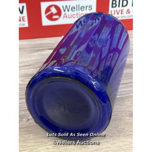 8088 - LARGE COBALT BLUE GLASS POISON BOTTLE / T20