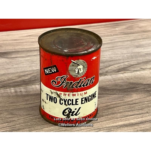 8094 - VINTAGE INDIAN MOTORCYCLE OIL CAN 2 STROKE FULL UNOPENED