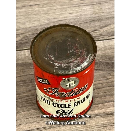 8094 - VINTAGE INDIAN MOTORCYCLE OIL CAN 2 STROKE FULL UNOPENED