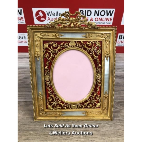 8167 - RARE FRENCH GILT BRONZE ENAMEL /MOTHER OF PEARL PICTURE FRAME CIRCA 1900'S