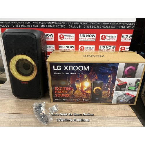 8198 - LG XL5S XBOOM WIRELESS SPEAKER / POWERS UP, CONNECTS TO BT, PLAYS MUSIC, APPEARS NEW OPEN BOX