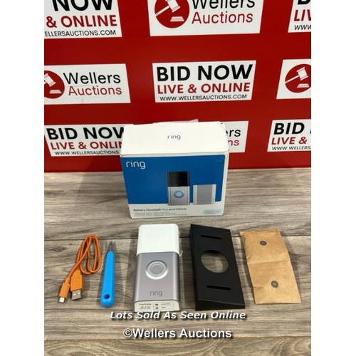 8210 - RING BATTERY VIDEO DOORBELL PLUS WITH CHIME / APPEARS NEW OPEN BOX / INCOMPLETE, SEE IMAGES FOR CONT... 