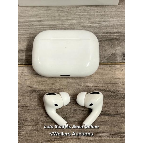 8223 - APPLE AIRPODS PRO / WITH CHARGING POD / MWP22ZM/A  / POWER UP, CONNECT TO BT, PLAY MUSIC, SIGNS OF U... 