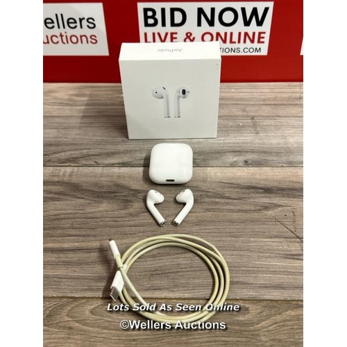 8228 - APPLE AIRPODS / 2ND GEN / WITH CHARGING CASE / MV7N2ZMA / POWER UP, CONNECT TO BT, ONLY PLAY MUSIC T... 