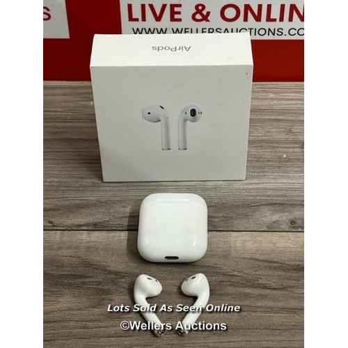 8228 - APPLE AIRPODS / 2ND GEN / WITH CHARGING CASE / MV7N2ZMA / POWER UP, CONNECT TO BT, ONLY PLAY MUSIC T... 