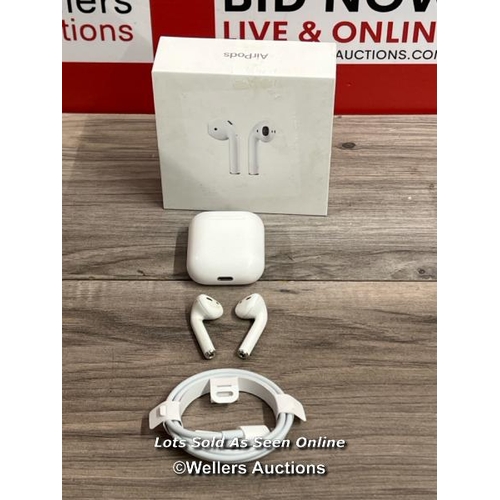 8229 - APPLE AIRPODS / 2ND GEN / WITH CHARGING CASE / MV7N2ZMA / POWER UP, CONNECT TO BT, PLAY MUSIC, SIGNS... 