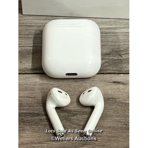 8229 - APPLE AIRPODS / 2ND GEN / WITH CHARGING CASE / MV7N2ZMA / POWER UP, CONNECT TO BT, PLAY MUSIC, SIGNS... 