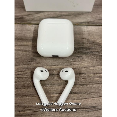 8231 - APPLE AIRPODS / 2ND GEN / WITH CHARGING CASE / MV7N2ZMA / POWER UP, CONNECT TO BT, ONLY PLAY MUSIC T... 