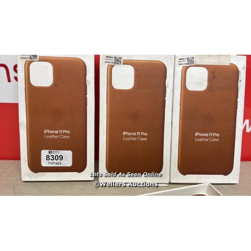 8309 - X3 APPLE IPHONE 11 PRO LEATHER CASES / ALL APPEAR NEW WITH OPENED OR DAMAGED BOXES / T32