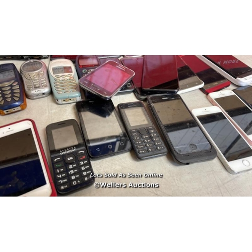 8311 - APPROX X34 UNCHECKED AND AS FOUND MOBILE PHONES INC. SONY ERICSSON, APPLE, SAMSUNG, ALCATEL AND OTHE... 