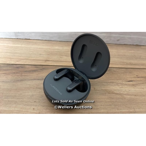 8349 - LG UFP5 WIRELESS EARBUDS / POWER UP, CONNECTS TO BT, PLAYS MUSIC, SIGNS OF USE