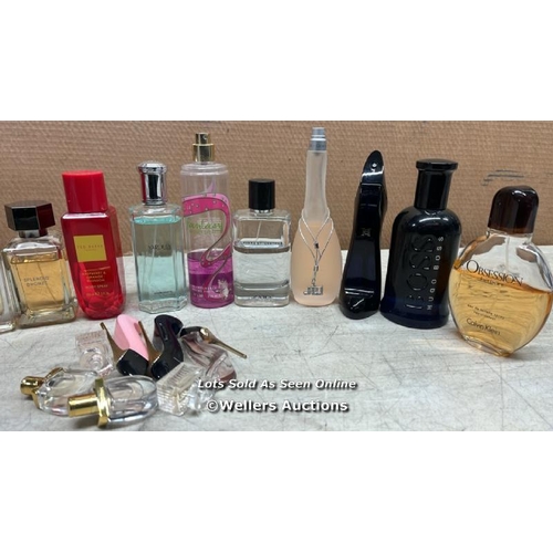 49 - BAG OF PART USED FRAGRANCES AND PERFUMES INCL. HUGO BOSS, ZARA AND CAROLINA HERRERA / E44