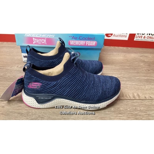 101 - LADIES NEW SKECHERS WITH AIR COOLED MEMORY FOAM / HEATHER NAVY / UK 4 / C2