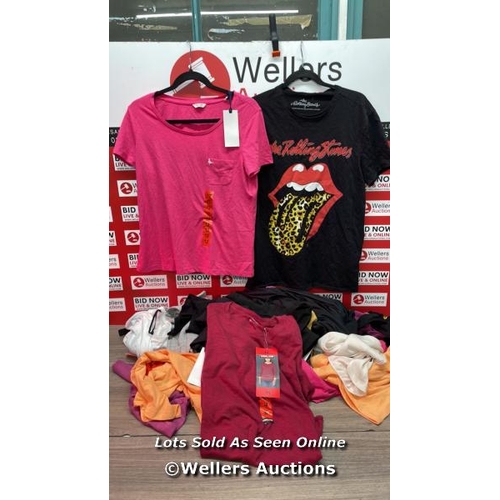 116 - 28X LADIES NEW T-SHIRTS AND TOPS INC ROLLING STONES, JACK WILLS, KIRKLAND AND MORE / D20