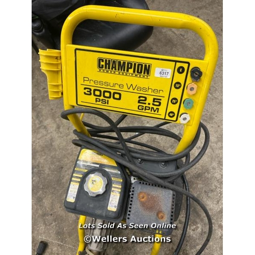 210 - CHAMPION PETROL 2600 PSI PRESSURE WASHER / SIGNS OF USE / UNTESTED /