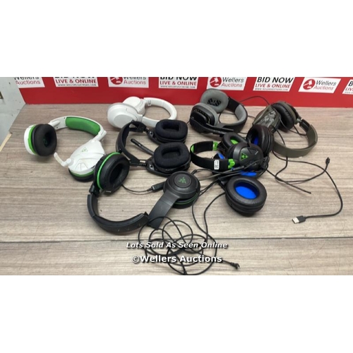 265 - 6 X SETS OF HEADSETS INCL. RAZER, TURTLE BEACH AND ASTRO / UNTESTED / AS FOUND SIGNS OF USE /  DAMAG... 