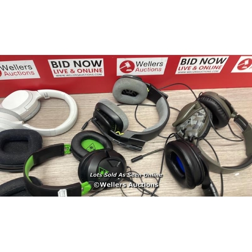 265 - 6 X SETS OF HEADSETS INCL. RAZER, TURTLE BEACH AND ASTRO / UNTESTED / AS FOUND SIGNS OF USE /  DAMAG... 