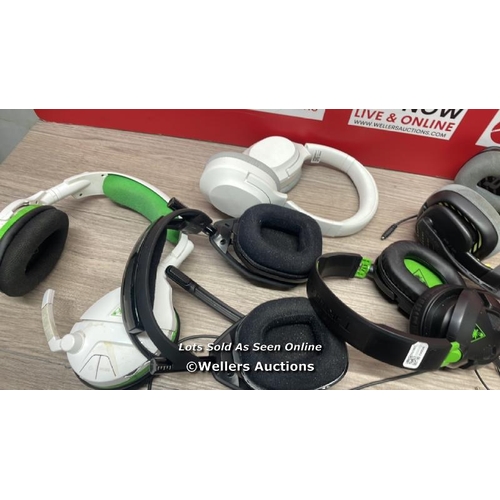 265 - 6 X SETS OF HEADSETS INCL. RAZER, TURTLE BEACH AND ASTRO / UNTESTED / AS FOUND SIGNS OF USE /  DAMAG... 