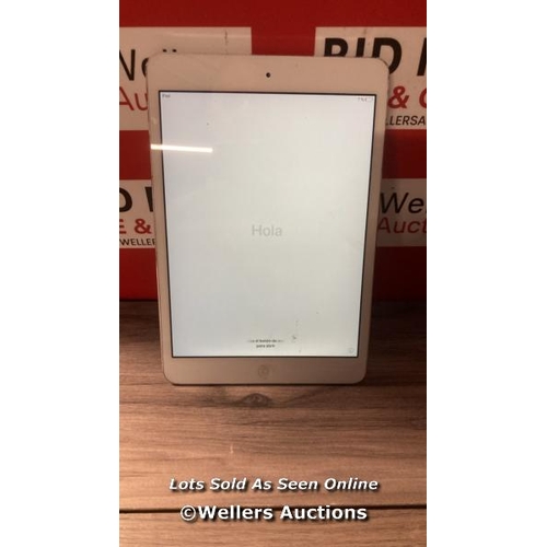 9519 - APPLE IPAD MINI 2 / A1489 / 16GB / SERIAL: F4KLP9UPFCM8 / I-CLOUD (ACTIVATION) LOCKED / RESTORED TO ... 