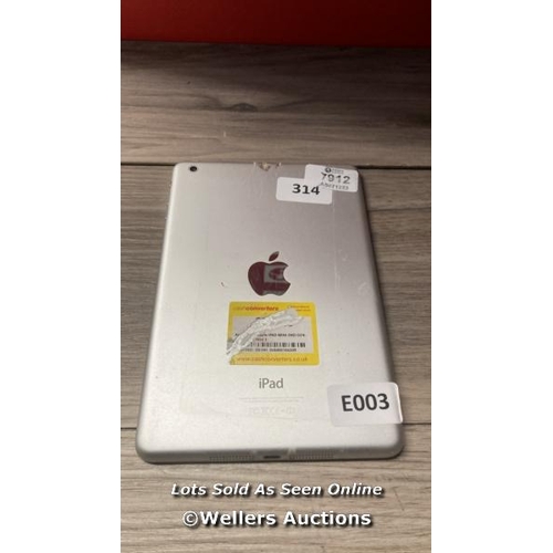 9519 - APPLE IPAD MINI 2 / A1489 / 16GB / SERIAL: F4KLP9UPFCM8 / I-CLOUD (ACTIVATION) LOCKED / RESTORED TO ... 