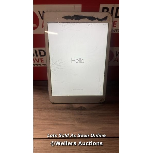 9520 - APPLE IPAD MINI / A1432 / 16GB / SERIAL: F4MKP5SJF196 / SCREEN DAMAGED / I-CLOUD (ACTIVATION) LOCKED... 