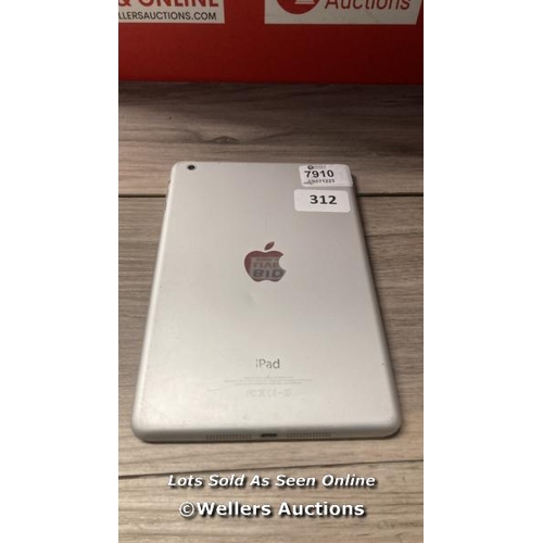 9520 - APPLE IPAD MINI / A1432 / 16GB / SERIAL: F4MKP5SJF196 / SCREEN DAMAGED / I-CLOUD (ACTIVATION) LOCKED... 