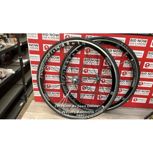 9530 - AMERICAN CLASSIC 420 AERO 3 700C WHEELSET. SHIMANO 11SPD. SCHWALBE 1 TYRES / T6