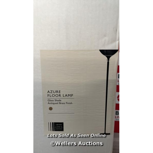 478 - JOHN LEWIS AZURE UPLIGHTER FLOOR LAMP, BRASS / H1