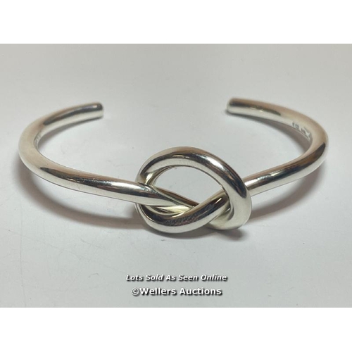 9599 - SMALL SILVER 925 KNOT BANGLE, WEIGHT 25G / T53