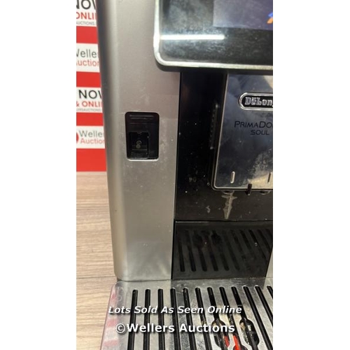 9004 - DELONGHI PRIMADONA SOUL ECAM 610.55.SB BEAN TO CUP COFFEE MACHINE / POWERS UP, SIGNS OF USE, MISSING... 