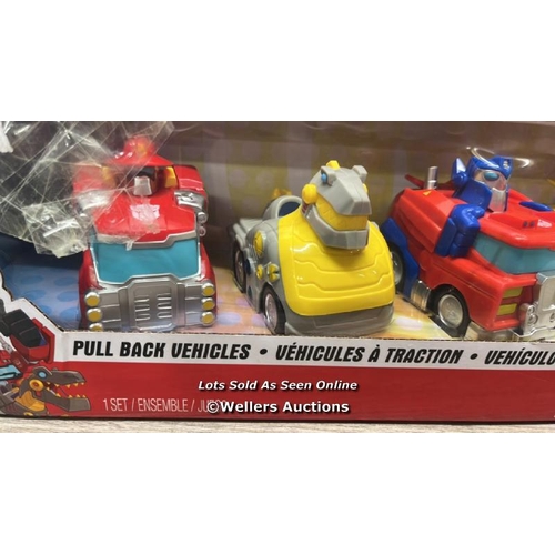 9017 - TRANSFORMERS PULL BACK VEHICLES 6 PACK / 5 PACK / APPEARS NEW