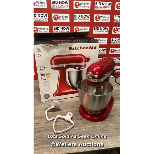 9094 - KITCHENAID 3.3L MINI STAND MIXER IN CANDY APPLE RED, 5KSM3311XBCA / APPEARS NEW OPEN BOX