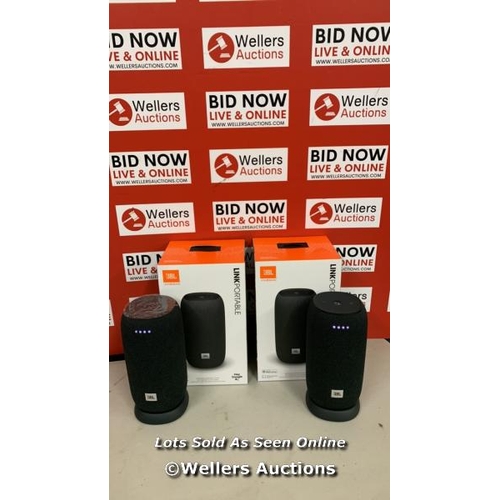 9146 - JBL LINK PORTABLE BLUETOOTH SPEAKER TWIN PACK / MINIMAL SIGNS OF USE, POWER UP, NOT FULLY TESTED