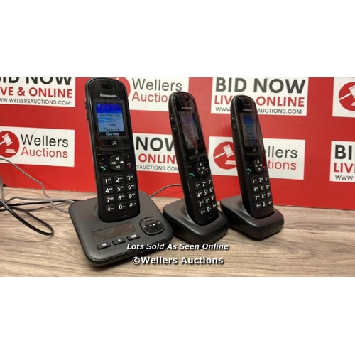 9445 - PANASONIC KX-TGH720E TRIPLE DECT PHONE / POWERS UP/  MINIMAL SIGNS OF USE  / T57