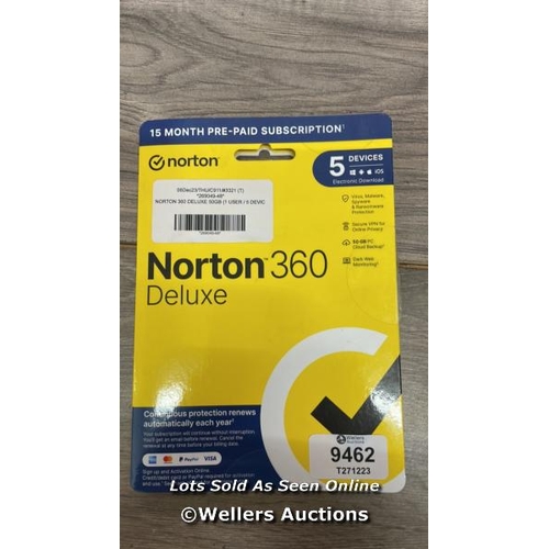 9462 - NORTON 360 DELUXE 50GB (1 USER / 5 DEVICES) / NEW, OPEN BOX / T52