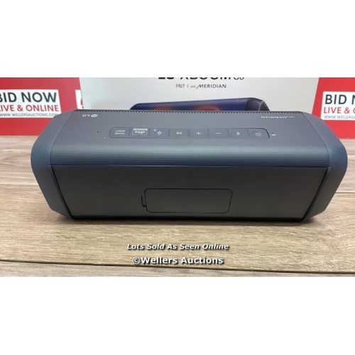 9463 - LG PN7 PORTABLE WIRELESS SPEAKER / POWERS UP / CONNECTS TO BLUETOOTH AND PLAYS MUSIC / MINIMAL SIGNS... 