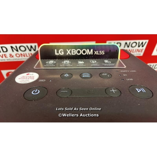 9466 - LG XL5S  XBOOM WIRELESS SPEAKER / APPEARS NEW, OPEN BOX / POWERS UP / CONNECTS TO BLUETOOTH AND PLAY... 