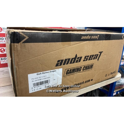 9472 - ANDA SEAT DARK DEMON DRAGON GAMING CHAIR, BLACK / APPEARS NEW, OPEN BOX / CONTENTS NOT CHECKED  / LO... 