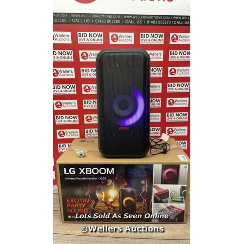 9473 - LG XL5S  XBOOM WIRELESS SPEAKER / POWERS UP / CONNECTS TO BLUETOOTH AND PLAYS MUSIC / MINIMAL SIGNS ... 