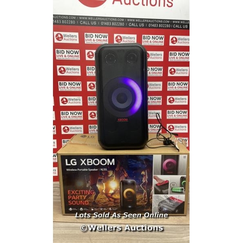 9474 - LG XL5S  XBOOM WIRELESS SPEAKER / POWERS UP / CONNECTS TO BLUETOOTH AND PLAYS MUSIC / MINIMAL SIGNS ... 