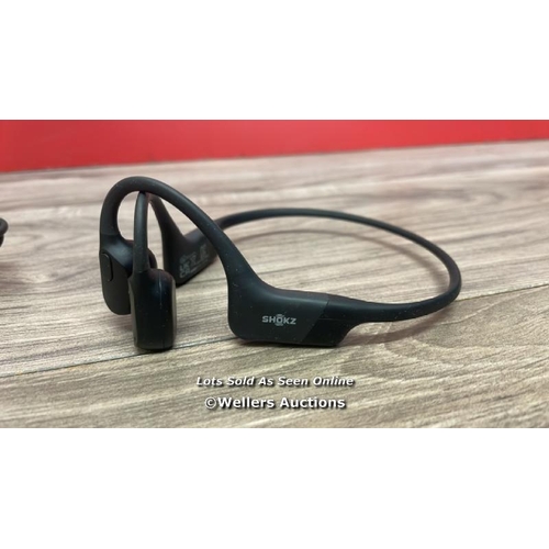 9480 - SHOKZ OPEN RUN BONE CONDUCTION HEADPHONES / POWERS UP / CONNECTS TO BLUETOOTH AND PLAYS MUSIC / MINI... 