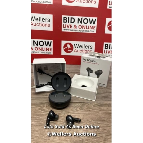 9481 - LG UFP5 WIRELESS EARBUDS / SIGNS OF USE / POWERS UP / CONNECTS TO BLUETOOTH AND PLAYS MUSIC / WITH B... 