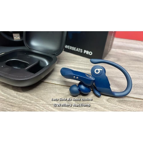 9482 - POWERBEATS PRO TOTALLY WIRELESS EARPHONES IN NAVY, MY592ZM/A / POWERS UP / CONNECTS TO BLUETOOTH AND... 