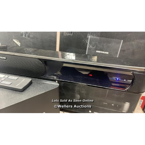 9584 - ORBITSOUND BAR A70 AIRSOUND BAR WITH SUBWOOFER AND REMOTE CONTROL / SOUNDBAR POWERS UP, CONNECTS TO ... 